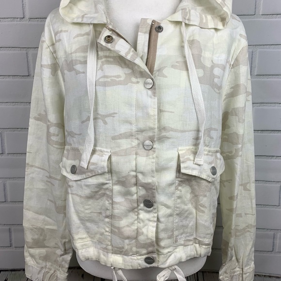 🔥SANCTUARY🔥HOODED WHITE LINEN CAMO JACKET SMALL NWT - Picture 7 of 10